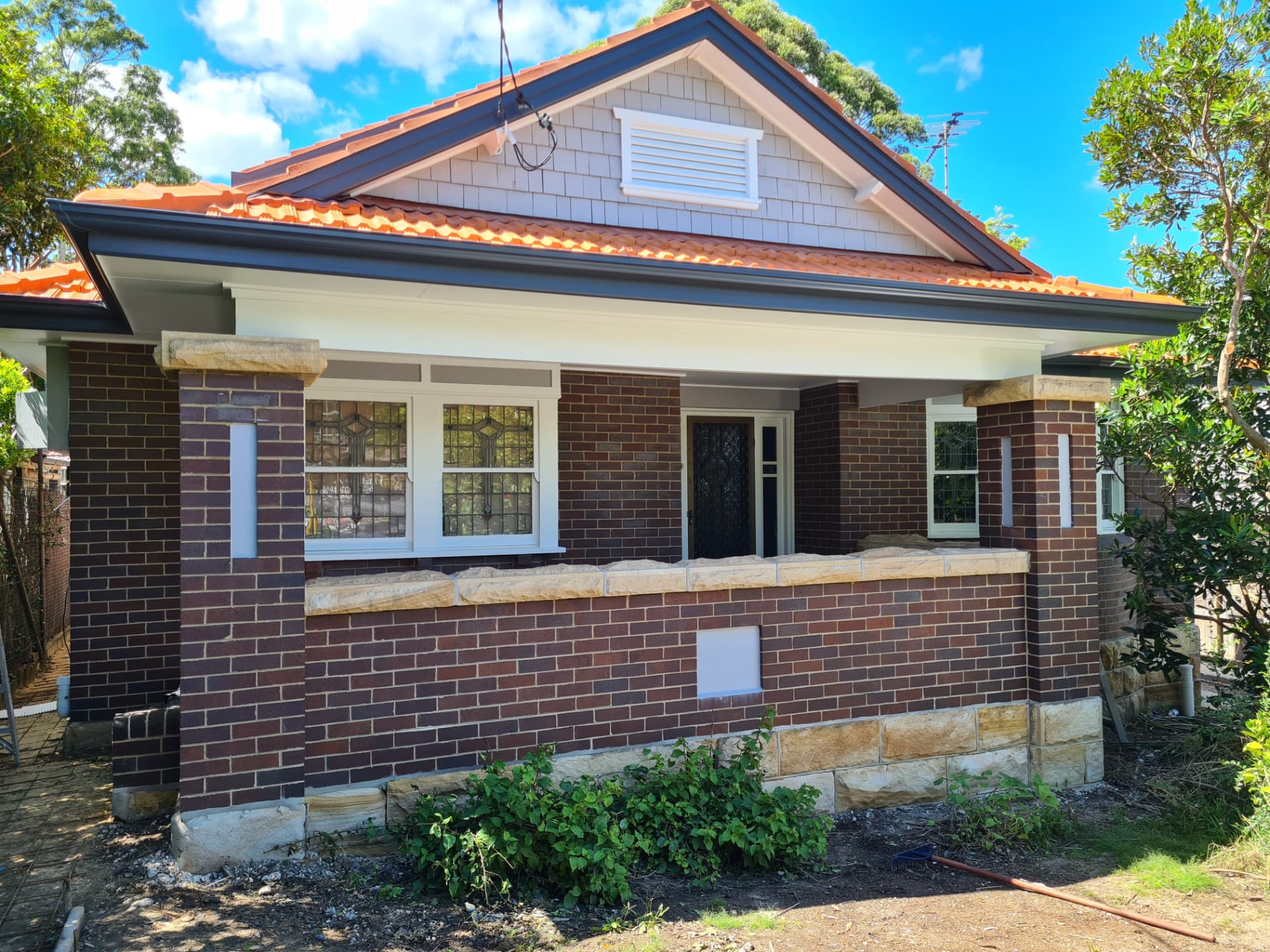 Completed brick and sandstone repair work on a Sydney bungalow